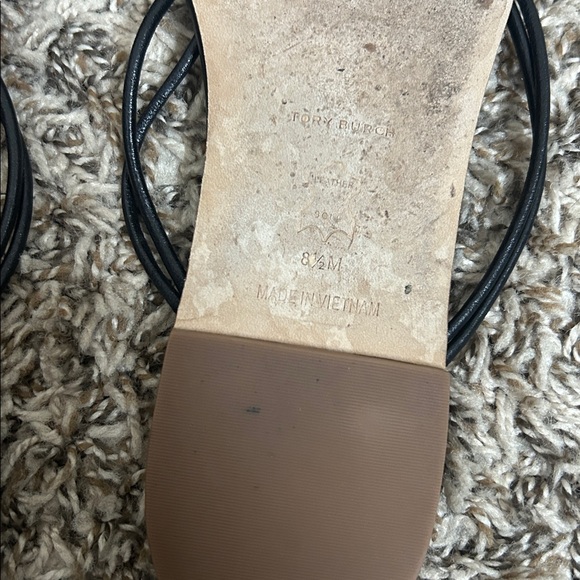 Tory Burch “Patos” Black and Gold Sandals Sz 8 1/2 - Picture 9 of 11